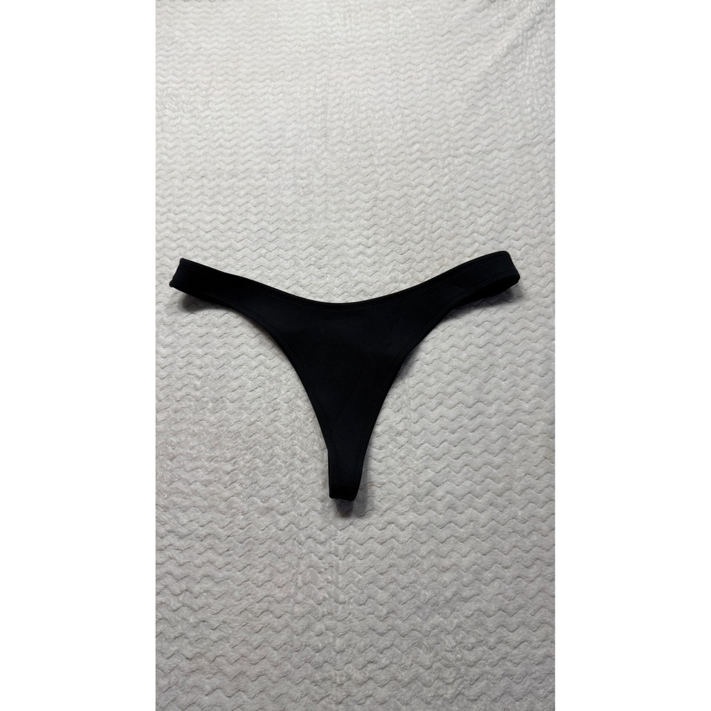 SKIMS Swim Dipped Front Thong Onyx Black Size L High Cut Leg Low Rise Front